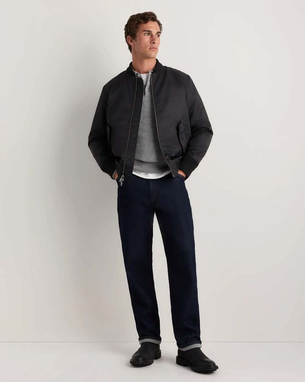 Quince 100% Recycled Nylon Bomber Jacket Black Size M